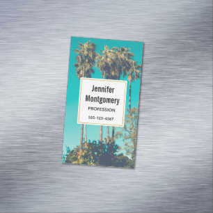 Tropical Handflatan Träd Retro Vibe Magnetiska Visitkort