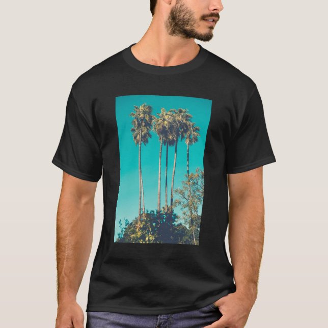 Tropical Handflatan Träd Retro Vibe T Shirt (Framsida)