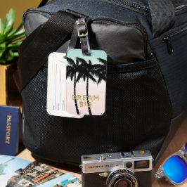 Tropical Handflatan Träd Rosa Mint Dream Bagagebricka