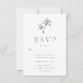 Tropical Handflatan Träd Sage Grönt Beach Wedding OSA Kort