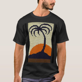 Tropical Handflatan Träd Sunrise Artisan Crochet S T Shirt