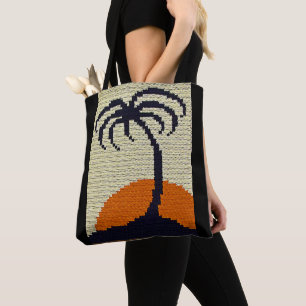 Tropical Handflatan Träd Sunrise Artisan Crochet S Tygkasse