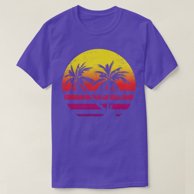 Tropical Handflatan Träd Sunset Beach Island Sum S T Shirt (Design framsida)