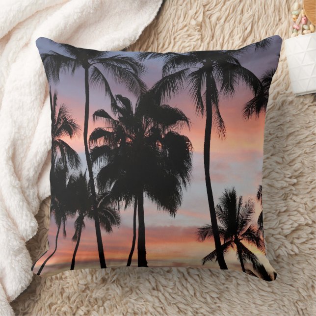 Tropical Handflatan Träd Sunset Kudde (Filt)