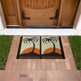 Tropical Handflatan Träd Sunset Natural Crochet Sk