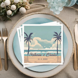 Tropical Handflatan Vintage Beach Wedding Napkin Pappersservett