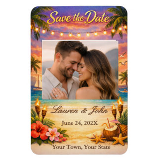 Tropical Harmony Photo Save Date Wedding Magnet