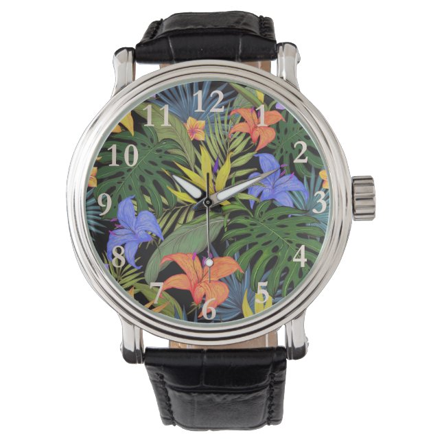Tropical Hawaii Aloha Flower Graphic Armbandsur (Framsida)