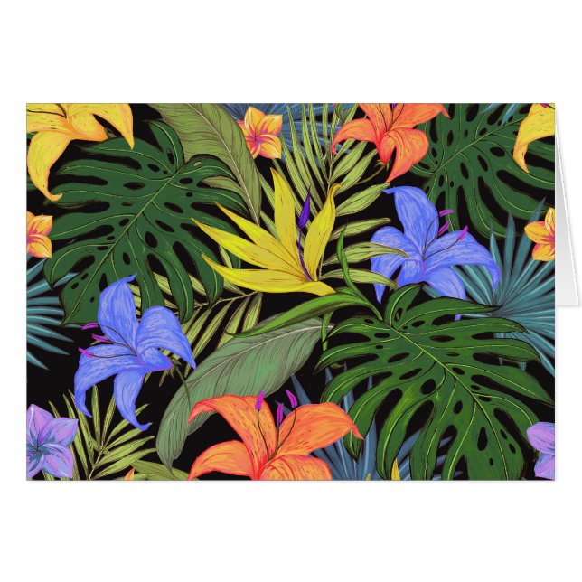 Tropical Hawaii Aloha Flower Graphic Hälsningskort (Framsidan Horizontal)
