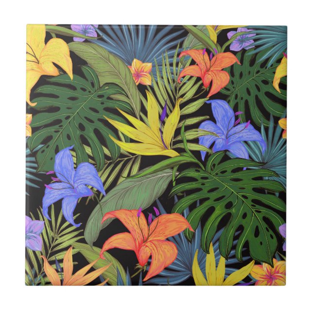 Tropical Hawaii Aloha Flower Graphic Kakelplatta (Framsidan)
