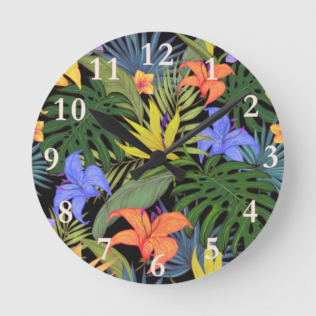 Tropical Hawaii Aloha Flower Graphic Rund Klocka (Framsida)