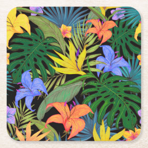 Tropical Hawaii Aloha Flower Graphic Underlägg Papper Kvadrat