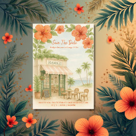 Tropical Hawaii Destination Wedding sparar datumet Inbjudningar