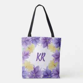Tropical Hawaii Lila blommor Blommigt Monogrammed Tygkasse