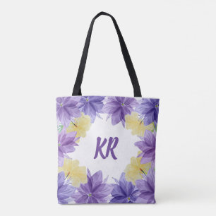 Tropical Hawaii Lila blommor Blommigt Monogrammed Tygkasse