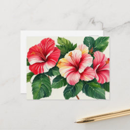 Tropical Hawaii Red Hibiscus Vykort