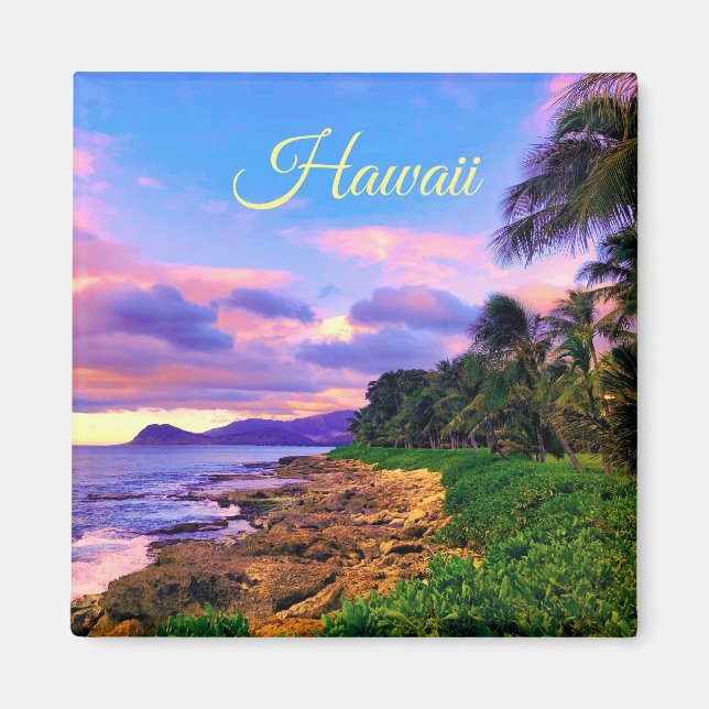 Tropical Hawaii Seashore Sunset Magnet (Framsidan)