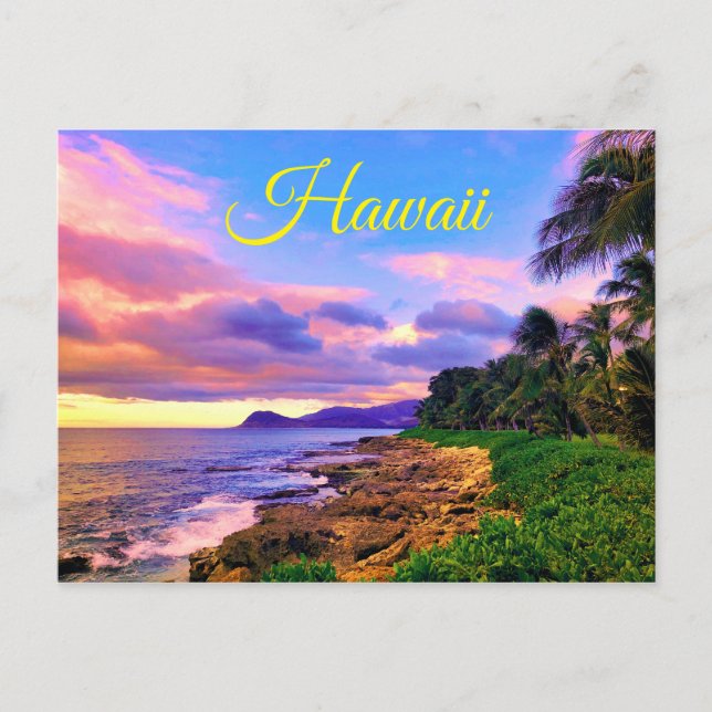 Tropical Hawaii Seashore Sunset Vykort (Framsida)