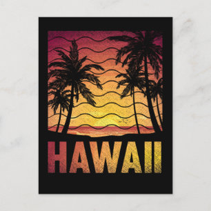Tropical Hawaii Sunset Beach Retro Hawaiian Handfl Vykort