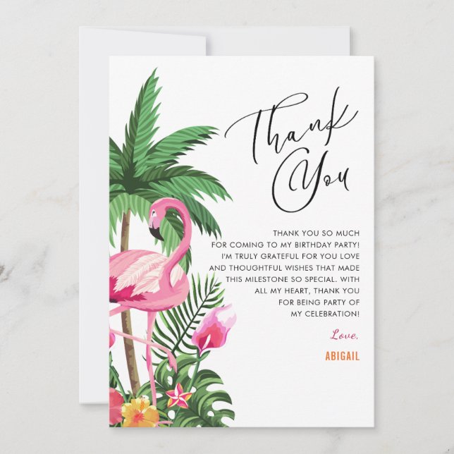 Tropical Hawaiian 25th Birthday Thank You Cards    Tack Kort (Framsida)