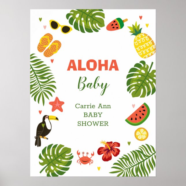 Tropical Hawaiian Aloha Baby Shower Poster (Framsidan)