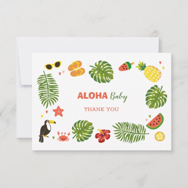 Tropical Hawaiian Aloha Baby Shower Tack Kort (Framsida)