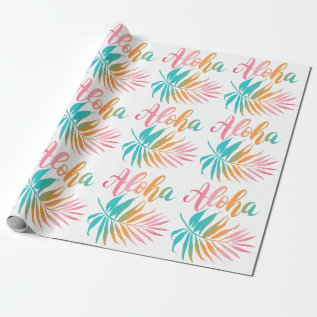 Tropical Hawaiian Aloha Handflatan Löv Presentpapper (Utrullad)