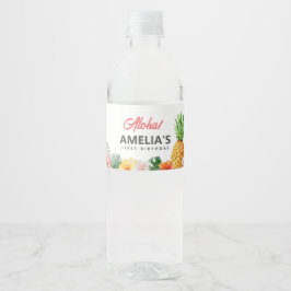 Tropical Hawaiian Birthday Vattenflaska Label Vattenflaskor Etikett