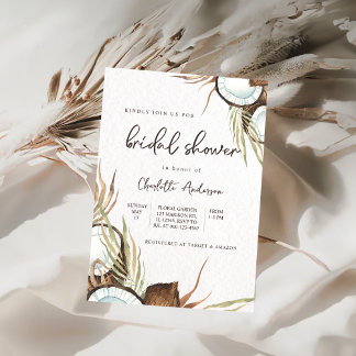 Tropical Hawaiian Blommigt & Coconut Möhippa Inbjudningar