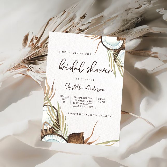 Tropical Hawaiian Blommigt & Coconut Möhippa Inbjudningar (Skapare uppladdad)