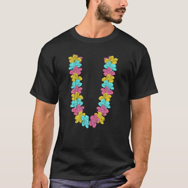 Tropical Hawaiian Flower chain Lei sommarförskjutn T Shirt (Framsida)