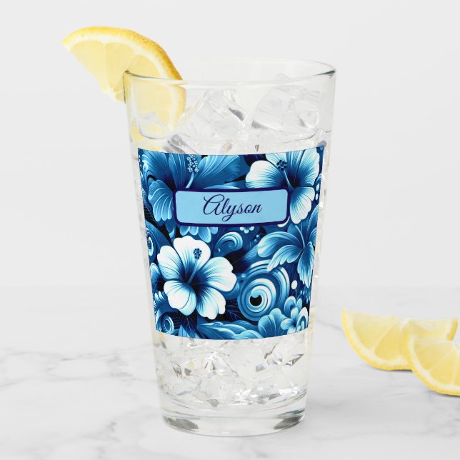 Tropical Hawaiian Flowers Hibiscus Personalized Glaskopp (Framsida Ice)