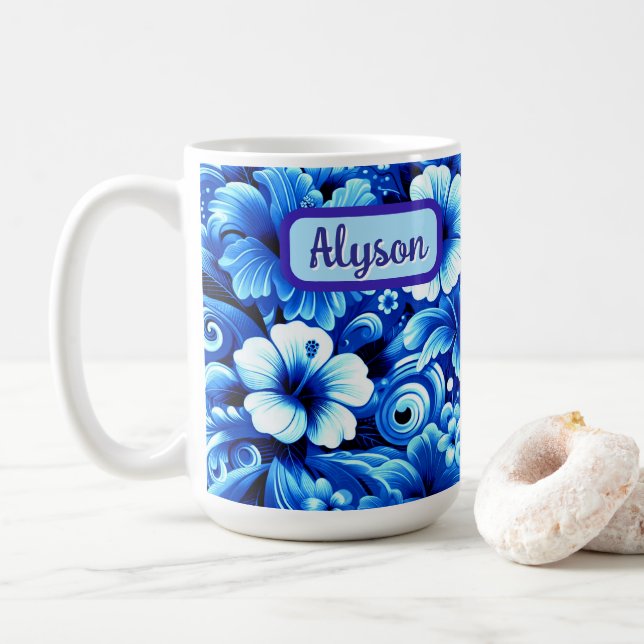 Tropical Hawaiian Flowers Hibiscus Personalized Kaffemugg (Med munk)