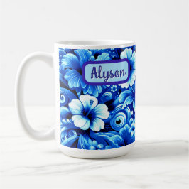 Tropical Hawaiian Flowers Hibiscus Personalized Kaffemugg