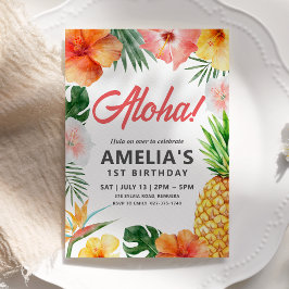 Tropical Hawaiian Födelsedagsfest inbjudan