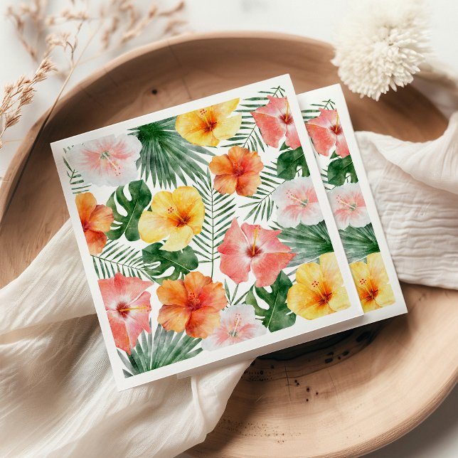 Tropical Hawaiian Födelsedagsfest Napkins Pappersservett (Skapare uppladdad)
