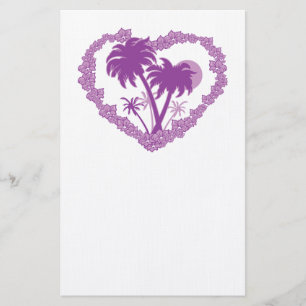 Tropical Hawaiian Handflatan Träd Heart Brevpapper