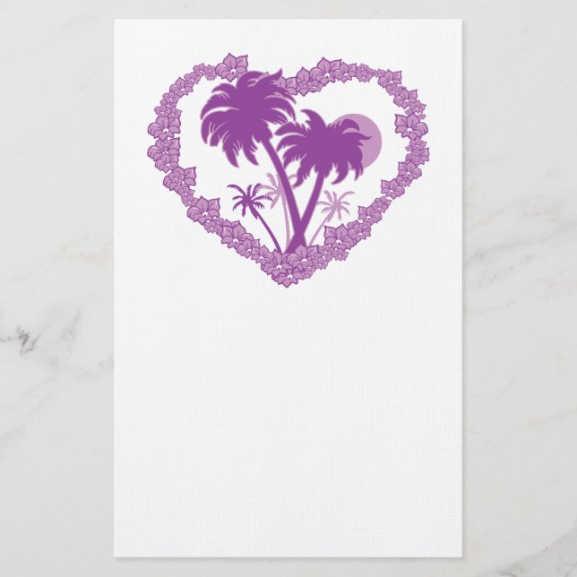 Tropical Hawaiian Handflatan Träd Heart Brevpapper (Framsida)