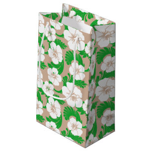 Tropical Hawaiian Hibiscus Blommigt Khaki Beige