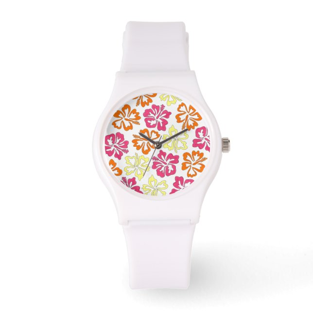 Tropical Hawaiian Hibiscus Flowers Blommigt Watch Armbandsur (Framsida)