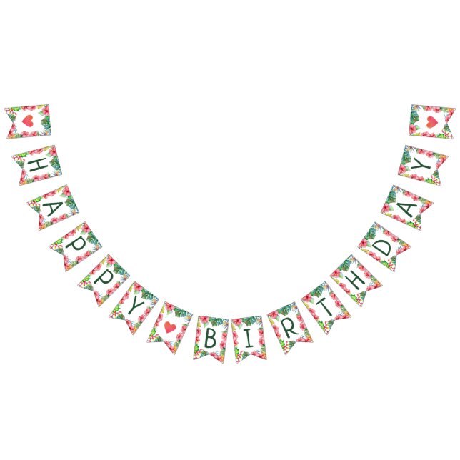 Tropical Hawaiian Hibiscus Grattis på födelsedagen Vimplar (Alla)