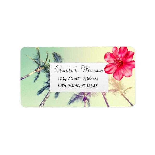 Tropical Hawaiian Hibiscus, Handflatan Adressetikett (Framsidan)