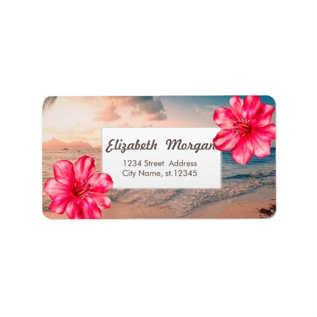 Tropical Hawaiian Hibiscus, Sea Adressetikett (Framsidan)