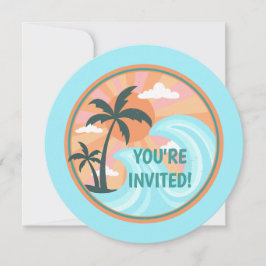 Tropical Hawaiian Island Handflatan Träd Inbjudningar