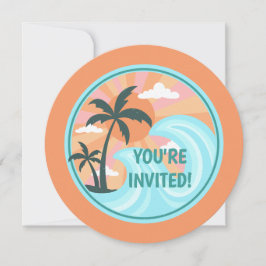 Tropical Hawaiian Island Handflatan Träd Inbjudningar