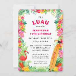 Tropical Hawaiian Luau Birthday Inbjudningar