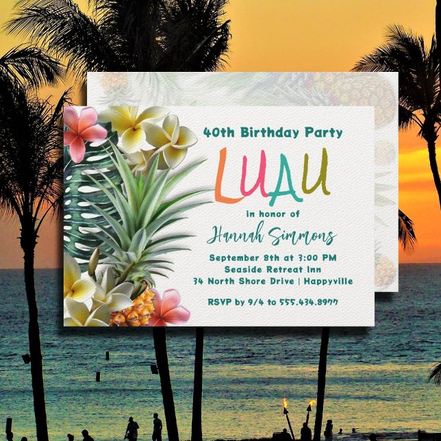 Tropical Hawaiian Luau Födelsedagsfest inbjudan (Skapare uppladdad)