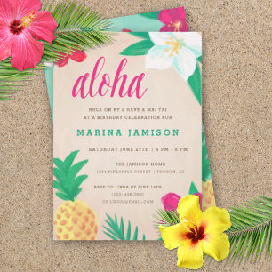Tropical Hawaiian Luau Party-inbjudningar Inbjudningar