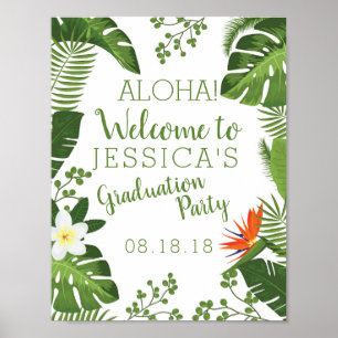 Tropical Hawaiian Luau Studentfest Sign Poster