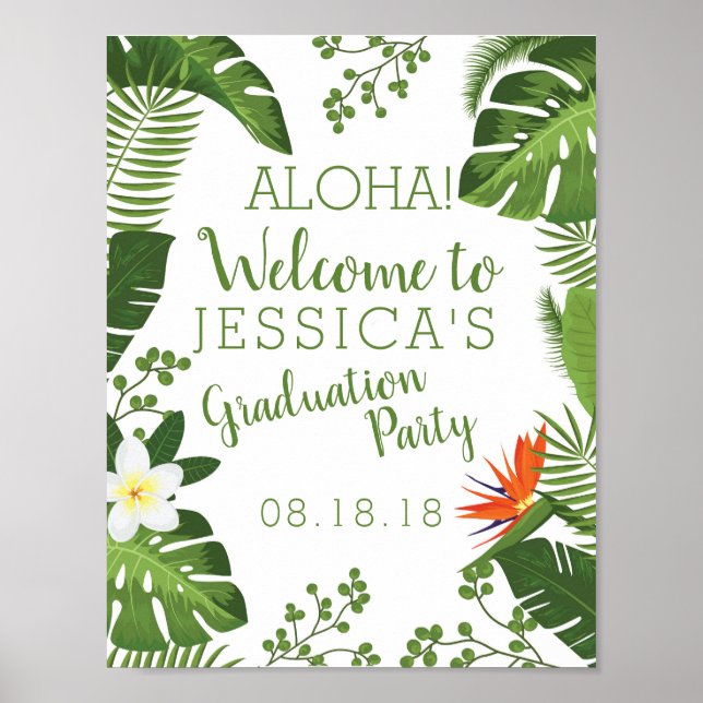 Tropical Hawaiian Luau Studentfest Sign Poster (Framsidan)